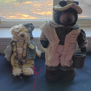 Adorable Black and Cream Stuffed Bear Set